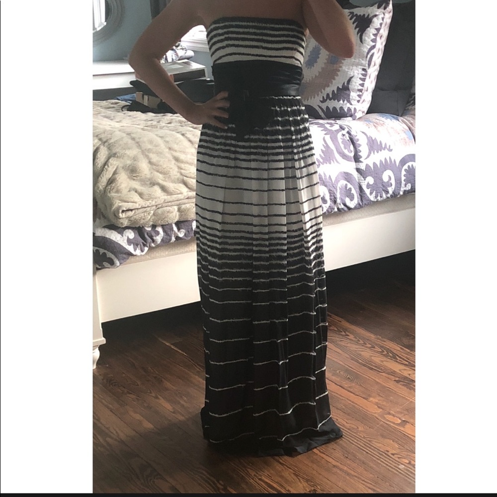 BCBGMaxAzria Black and White Striped Gown
